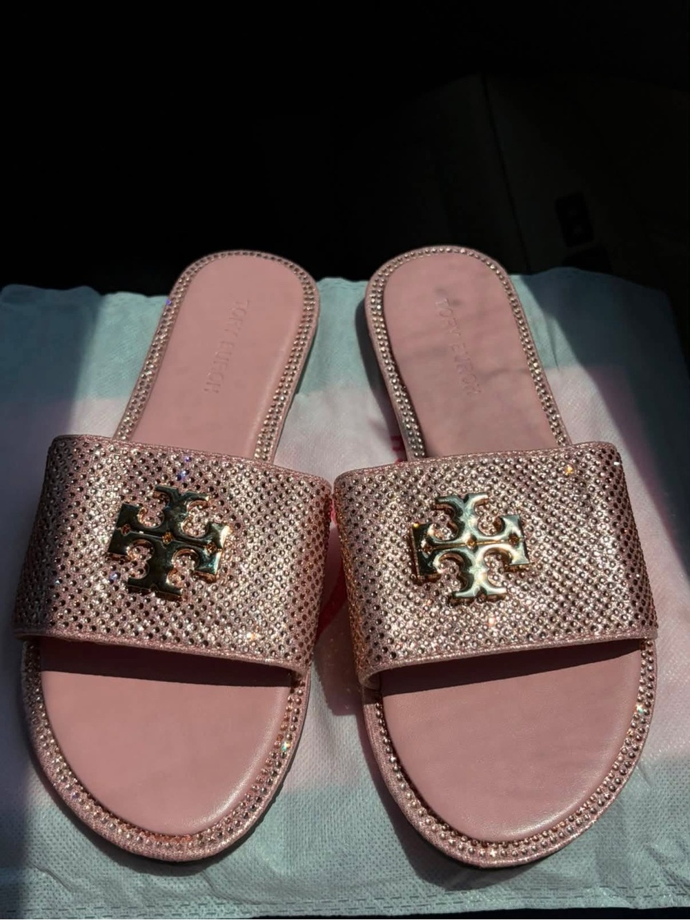 Tory Burch Rose Pink Crystal Slide Sandals- 36/6.5-7